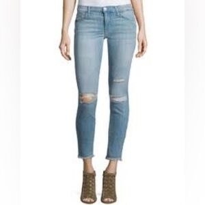 Current/Elliott The Stiletto Blue Skinny Distressed Blue Jeans Size 29